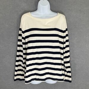Talbots Womens XL Striped Long Sleeve‎ T Shirt Top Cotton Boat Neck Casual